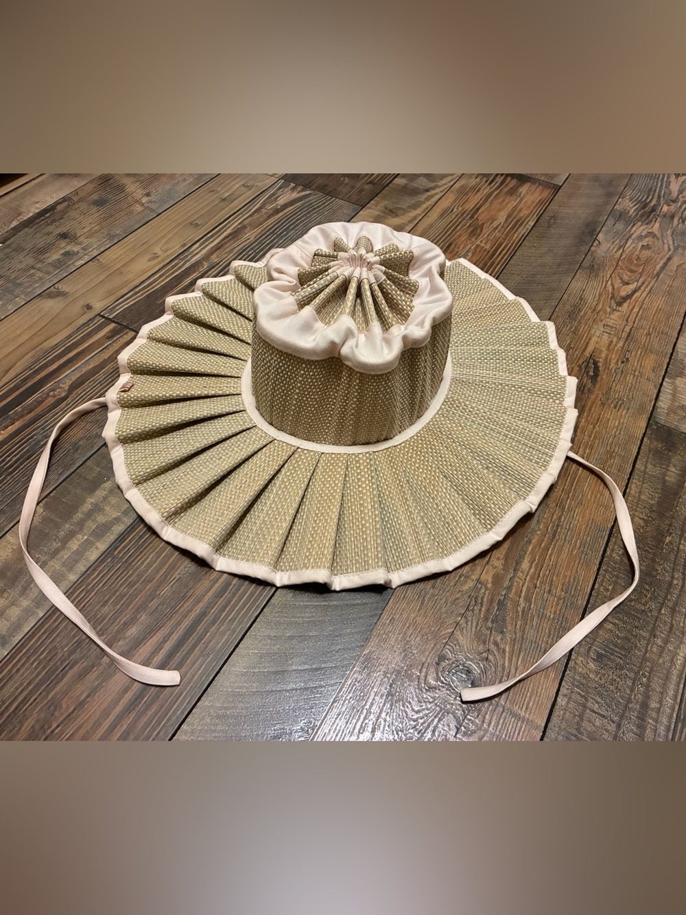 Lorna Murray Women's Wide Brim Straw Sun Hat with Cream Trim Size Large